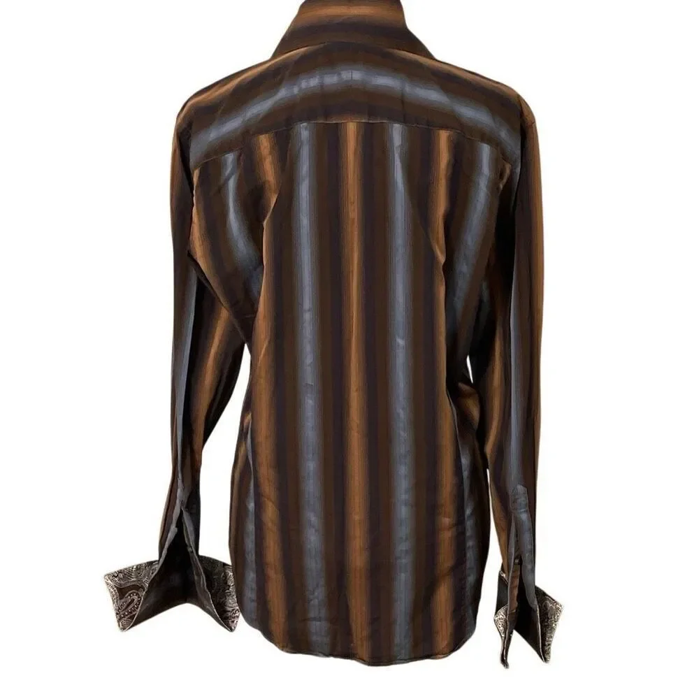 Banana Republic Men’s Blue/Brown French Cuff Dress Shirt